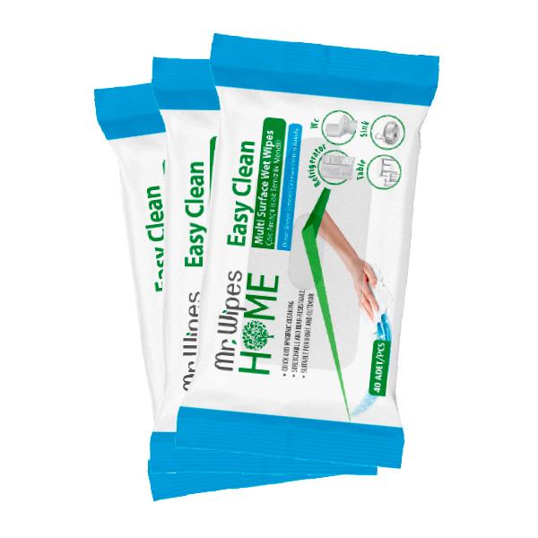 3.Lü Mr. Wipes Easy Clean Temizleme Mendılı Okyanus Esintisi Kokulu 40 Adet