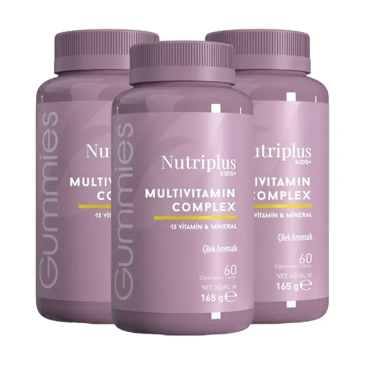 image of 3'lü Nutriplus Çilek Aromalı Çocuklar İçin Multivitamin 60 Adet