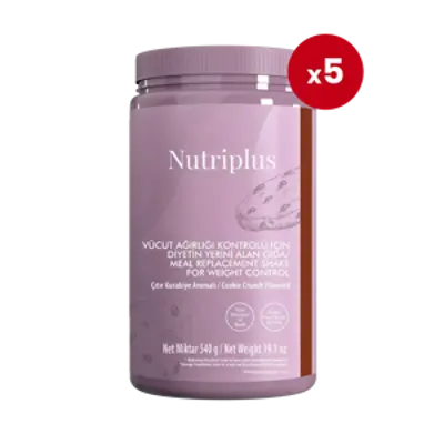 image of 5'li Nutriplus Çıtır Kurabiye Aromalı Kilo Verme Amaçlı Enerjisi Kısıtlanmış Gıda - 540 gr