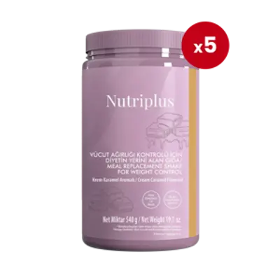 image of 5'li Nutriplus Krem Karamel Aromalı Kilo Verme Amaçlı Enerjisi Kısıtlanmış Gıda - 540 gr