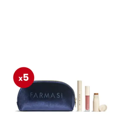 image of 5'li Makeup Set - Dark Blue Bag