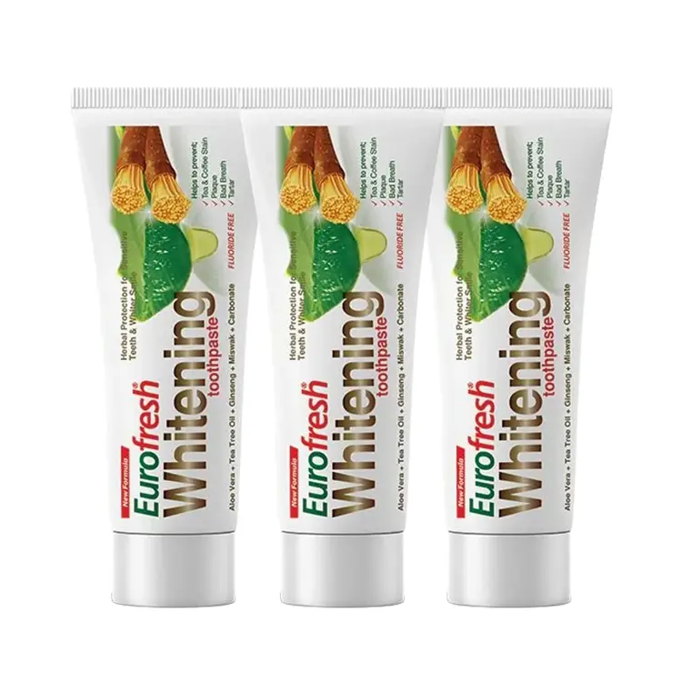 image of 3'lü Eurofresh Aloe Veralı Misvaklı Beyazlatıcı Diş Macunu 112 gr