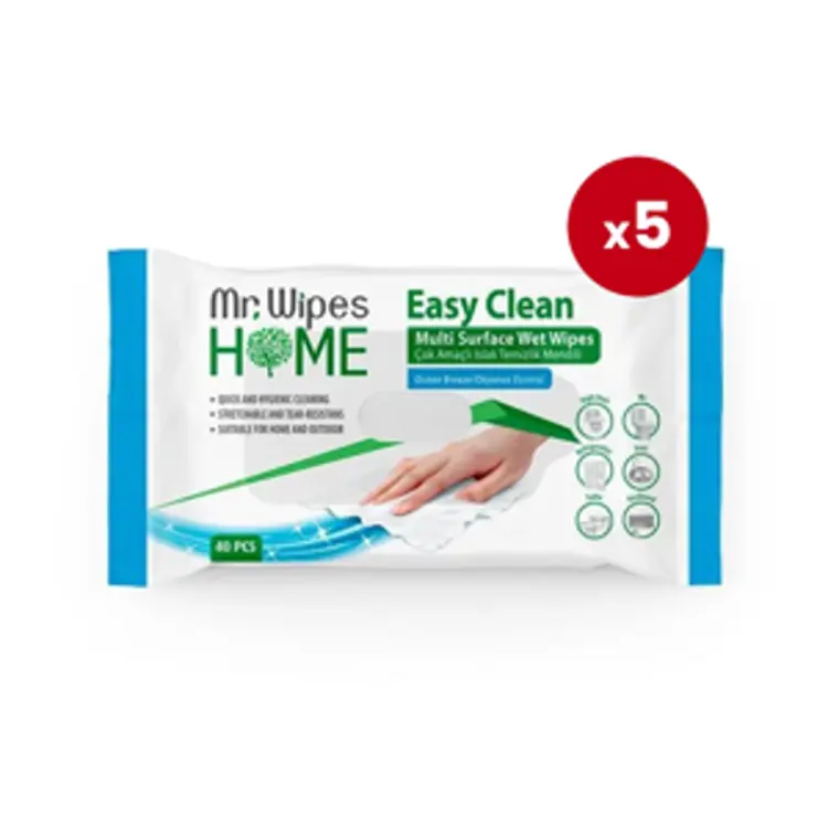 image of Mr. Wipes Easy Clean Yüzey Temizleme Mendili Okyanus Esintisi 5'li Paket